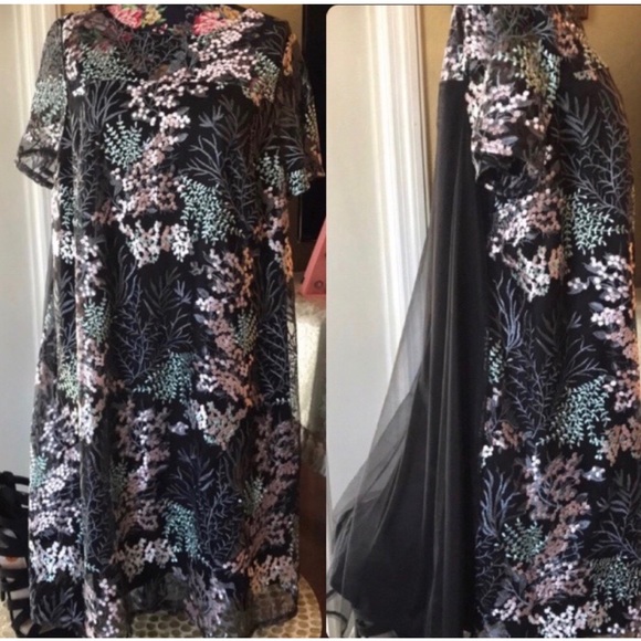 🆕 NWT Lane Bryant Embroidered Florals Black Mesh Cocktail Dress - Picture 13 of 13